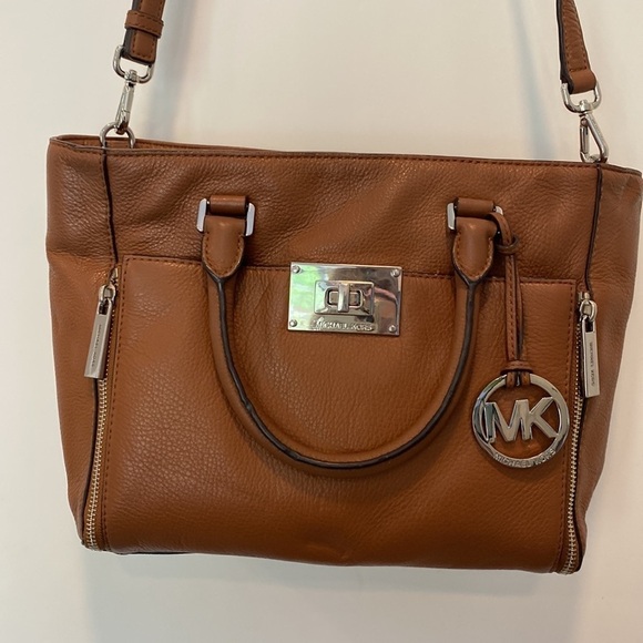 Michael Kors Brown Cognac Leather Sloan Bag Satchel Purse - Picture 3 of 11